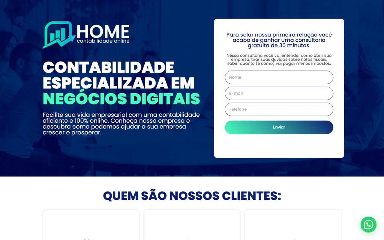 Site desenvolvido para Home Contabilidade