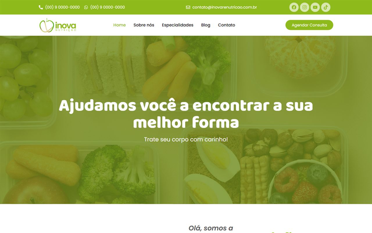 Site desenvolvido para Inova Nutrição