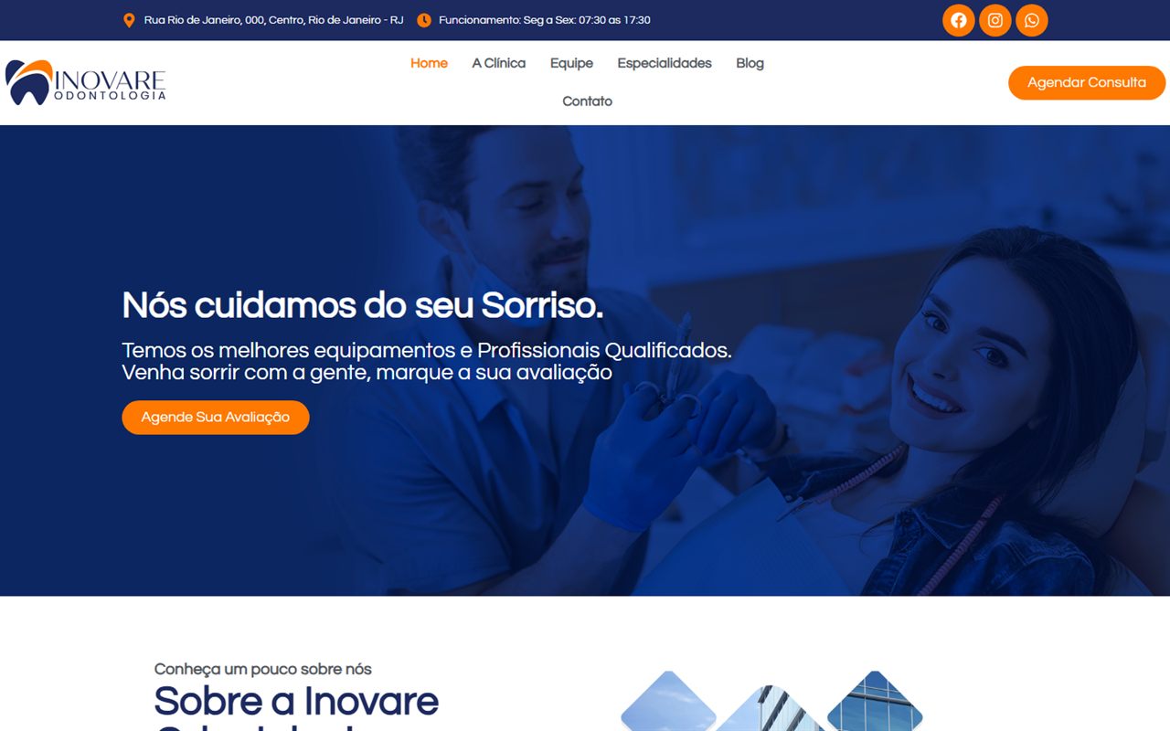 Site desenvolvido para Inovare Odontologia