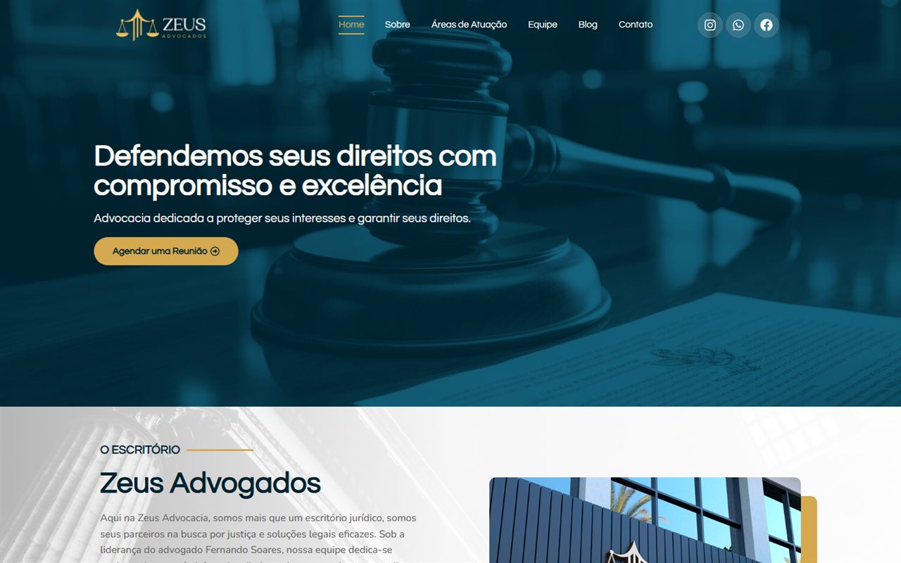 Site desenvolvido para Zeus Advogados